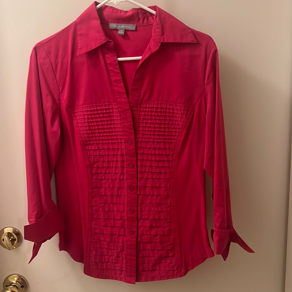 Pink collared button down shirt